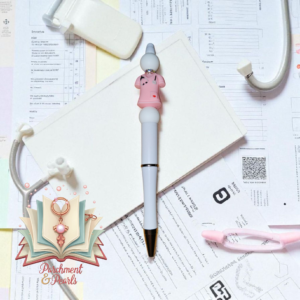 White Beadable Pink Scrubs Nurse Pen