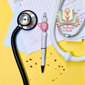 White Beadable Nurse Pen Cup